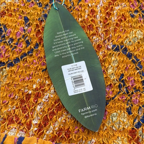 Farm Rio Yellow Palms Party Smocked Mini Skirt Size Small - Picture 14 of 16